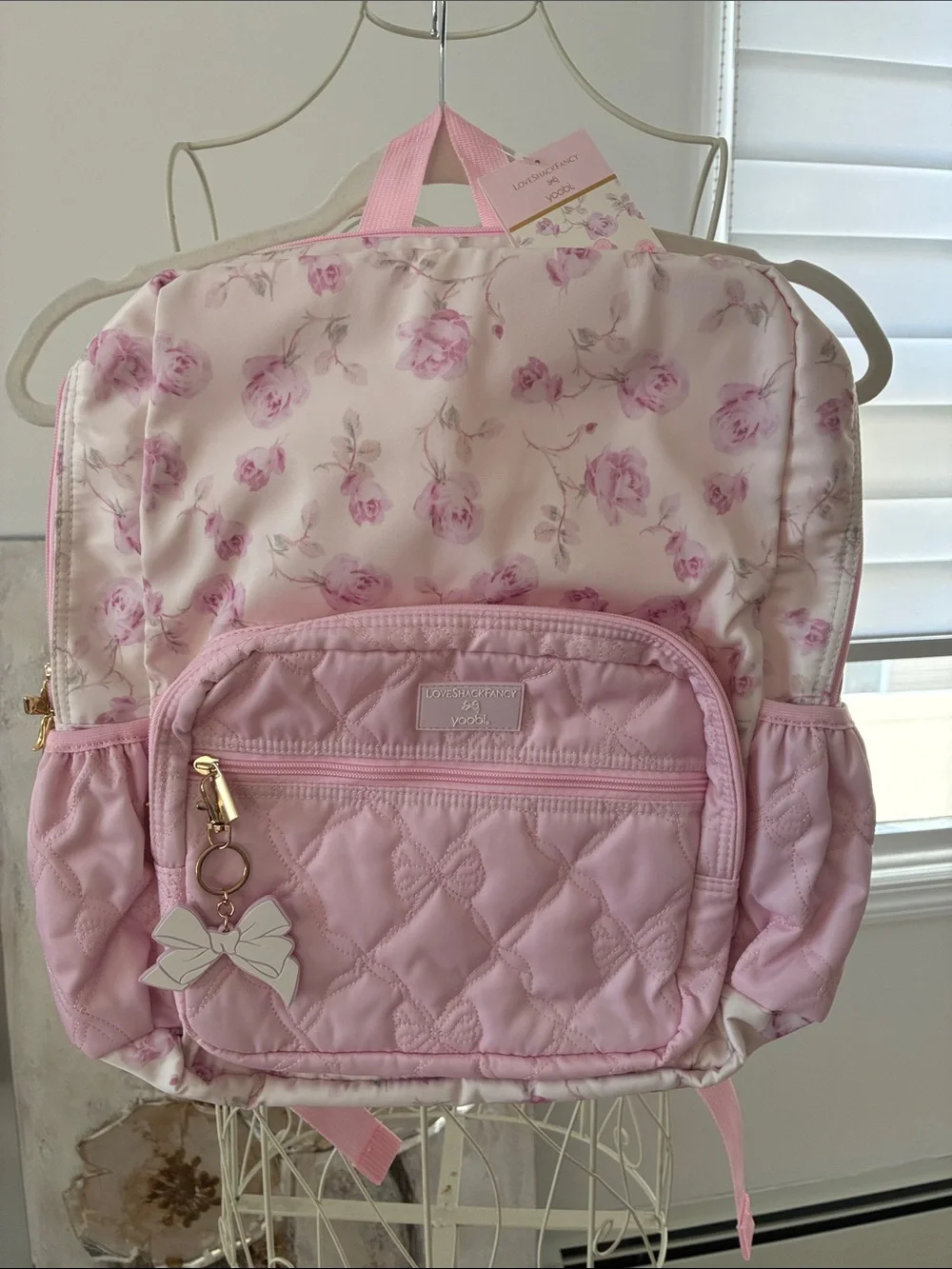Love Shack Fancy x Target Pink Quilted Floral Backpack with Bow Charm